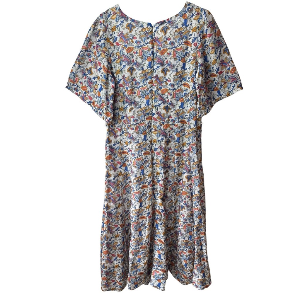Boden Full Skirt Paneled Linen Blend Midi Dress  Multicolor Paisley Vine 12 - Picture 6 of 12